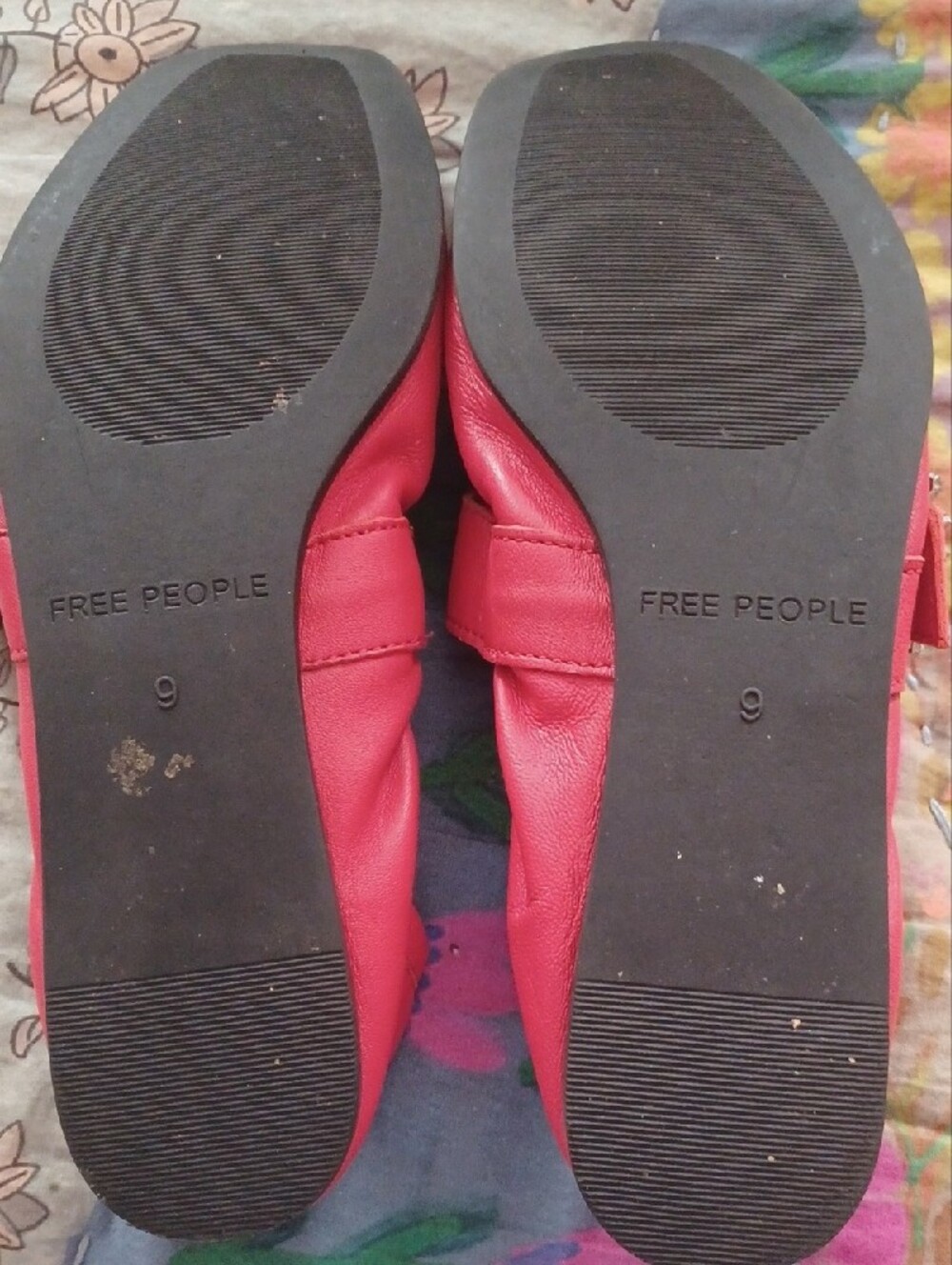 Free People Red Mary Jane Flats with Decorative Buckle - Picture 5 of 6